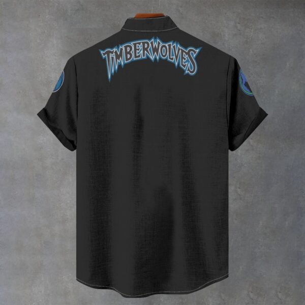 Minnesota Timberwolves Men's Stand Collar Shirt Imitation Flax - Image 2