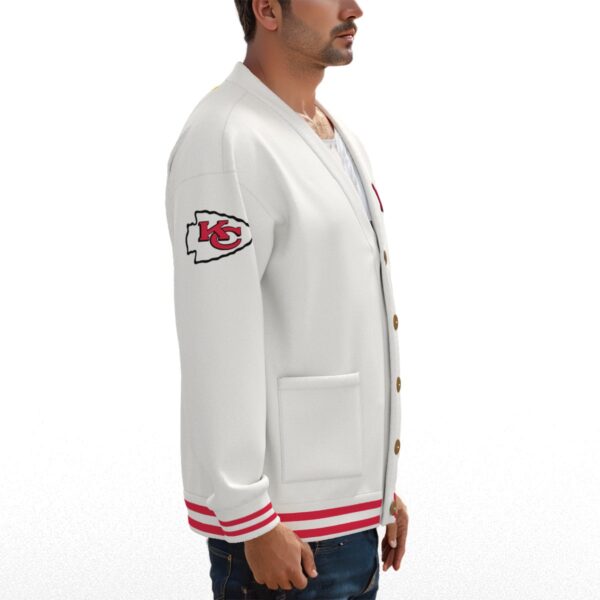 Kansas City Chiefs Unisex V-neck Knitted Fleece Cardigan With Button Closure - Image 3