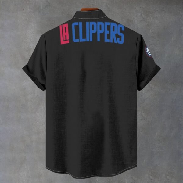 LA Clippers Men's Stand Collar Shirt Imitation Flax - Image 2