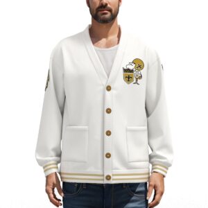 New Orleans Saints Unisex V-neck Knitted Fleece Cardigan With Button Closure