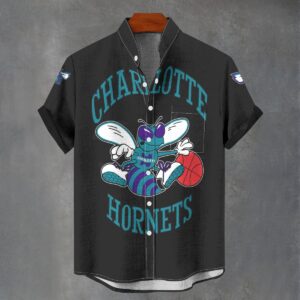 Charlotte Hornets Men's Stand Collar Shirt Imitation Flax