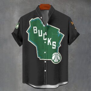 Milwaukee Bucks Men's Stand Collar Shirt Imitation Flax