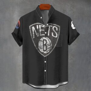 Brooklyn Nets Men's Stand Collar Shirt Imitation Flax