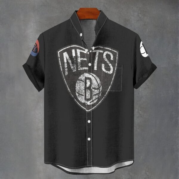 Brooklyn Nets Men's Stand Collar Shirt Imitation Flax