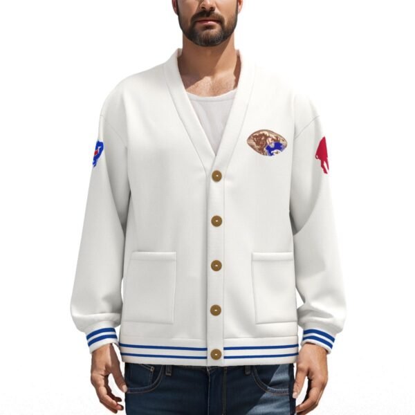 Buffalo Bills Unisex V-neck Knitted Fleece Cardigan With Button Closure