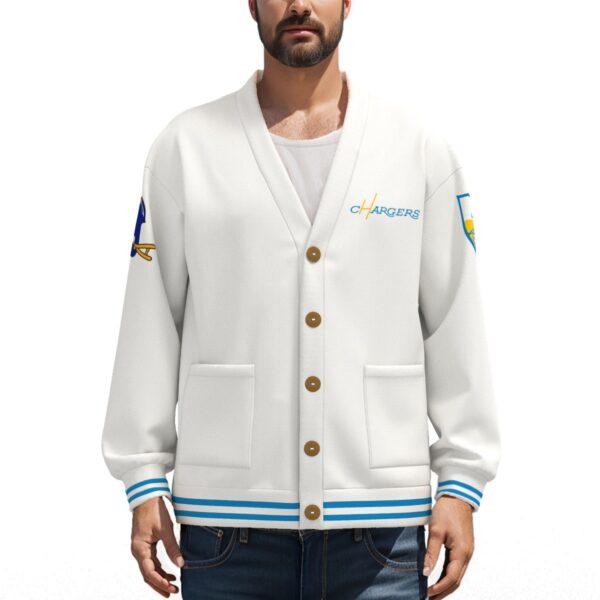 Los Angeles Chargers Unisex V-neck Knitted Fleece Cardigan With Button Closure