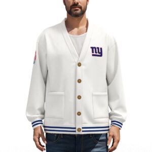 New York Giants Unisex V-neck Knitted Fleece Cardigan With Button Closure