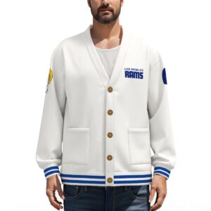 Los Angeles Rams Unisex V-neck Knitted Fleece Cardigan With Button Closure