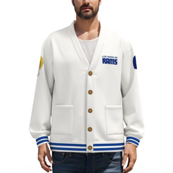 Los Angeles Rams Unisex V-neck Knitted Fleece Cardigan With Button Closure