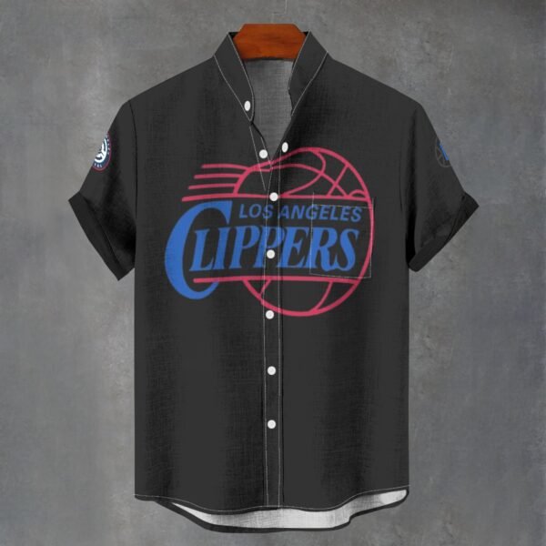 LA Clippers Men's Stand Collar Shirt Imitation Flax