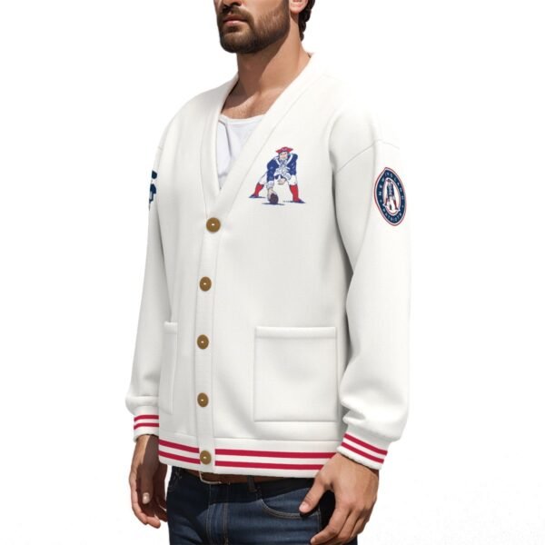 New England Patriots Unisex V-neck Knitted Fleece Cardigan With Button Closure - Image 2