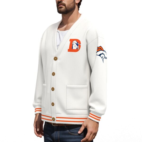 Denver Broncos Unisex V-neck Knitted Fleece Cardigan With Button Closure - Image 2