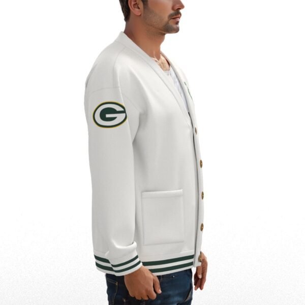 Green Bay Packers Unisex V-neck Knitted Fleece Cardigan With Button Closure - Image 3