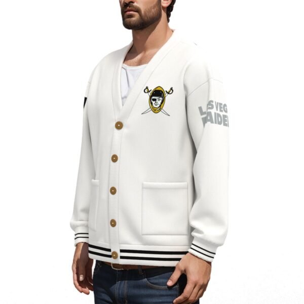 Las Vegas Raiders Unisex V-neck Knitted Fleece Cardigan With Button Closure - Image 2