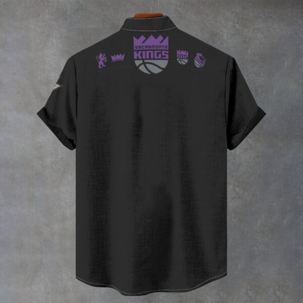 Sacramento Kings Men's Stand Collar Shirt Imitation Flax - Image 2