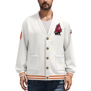 Tampa Bay Buccaneers Unisex V-neck Knitted Fleece Cardigan With Button Closure