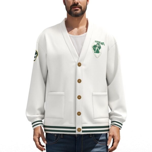 Green Bay Packers Unisex V-neck Knitted Fleece Cardigan With Button Closure