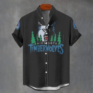 Minnesota Timberwolves Men's Stand Collar Shirt Imitation Flax