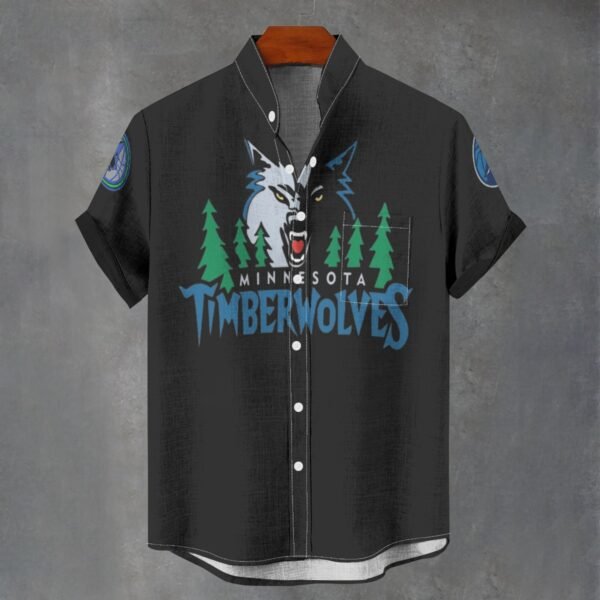 Minnesota Timberwolves Men's Stand Collar Shirt Imitation Flax