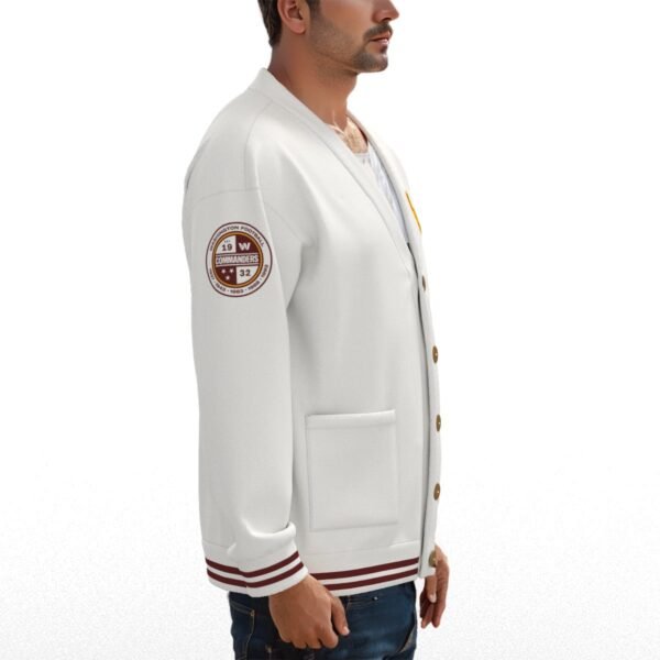 Washington Commanders Unisex V-neck Knitted Fleece Cardigan With Button Closure - Image 3