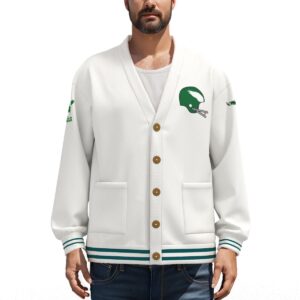 Philadelphia Eagles Unisex V-neck Knitted Fleece Cardigan With Button Closure