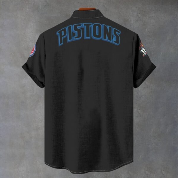 Detroit Pistons Men's Stand Collar Shirt Imitation Flax - Image 2