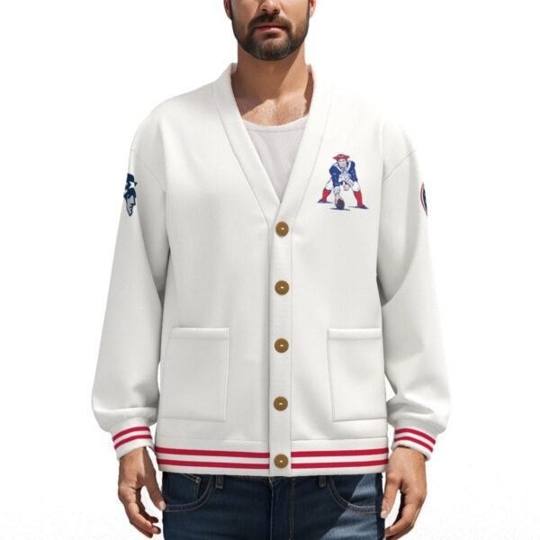New England Patriots Unisex V-neck Knitted Fleece Cardigan With Button Closure