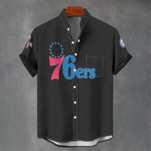 Philadelphia 76'ers Men's Stand Collar Shirt Imitation Flax