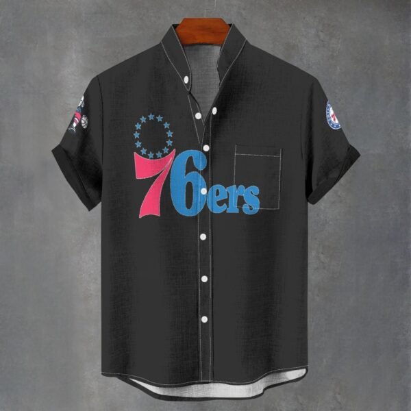 Philadelphia 76'ers Men's Stand Collar Shirt Imitation Flax