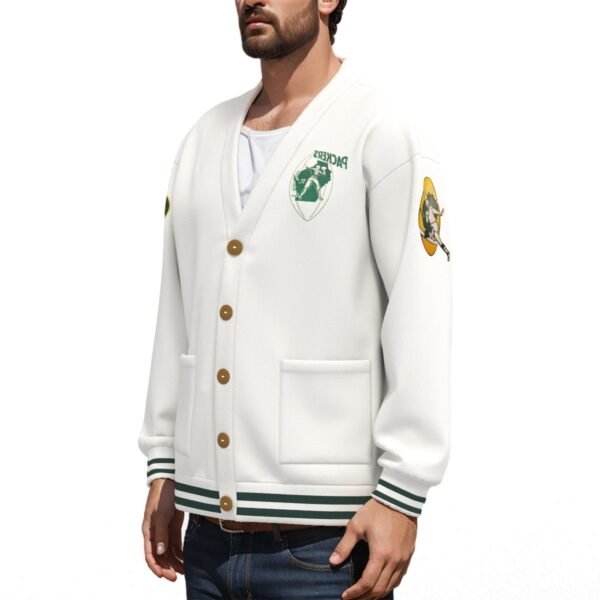 Green Bay Packers Unisex V-neck Knitted Fleece Cardigan With Button Closure - Image 2