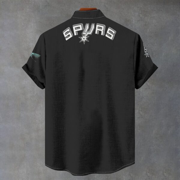 San Antonio Spurs Men's Stand Collar Shirt Imitation Flax - Image 2