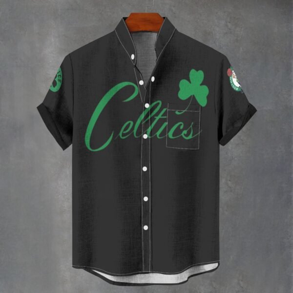 Boston Celtics Men's Stand Collar Shirt Imitation Flax
