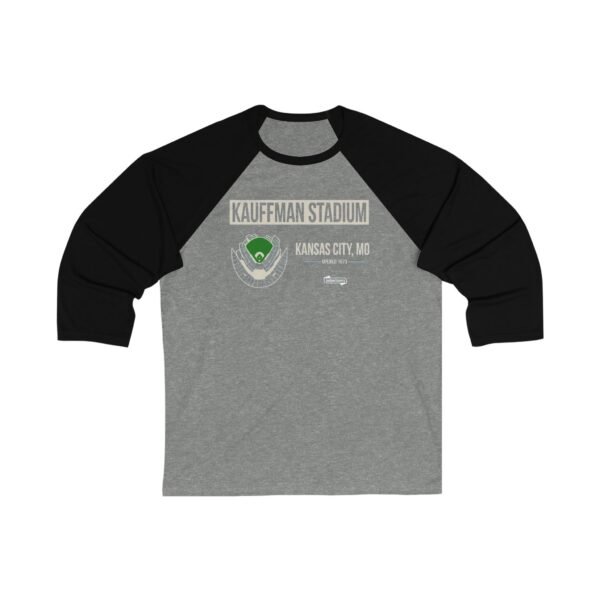 Kansas City Royals Kauffman Stadium Unisex 3/4 Sleeve Baseball Tee - Image 3
