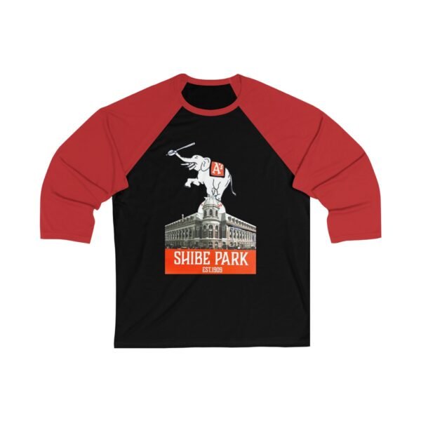 Philadelphia Shibe Park / Connie Mack Stadium Unisex 34 Sleeve Baseball Tee - Image 3
