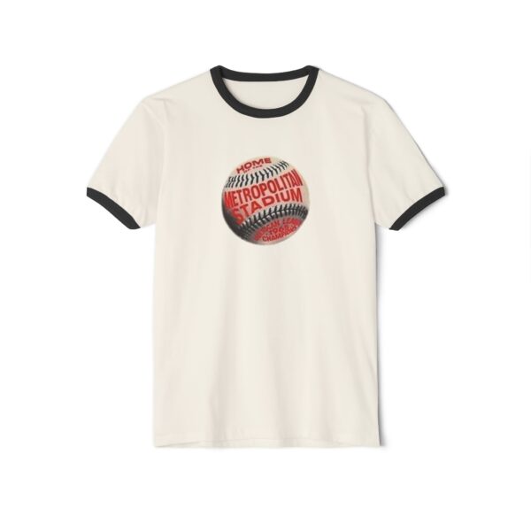Minnesota Twins Metropolitan Baseball & Football Stadium Unisex Cotton Ringer T-Shirt - Image 5