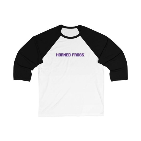 TCU Horned Frogs Unisex 3/4 Sleeve Baseball Tee - Image 3