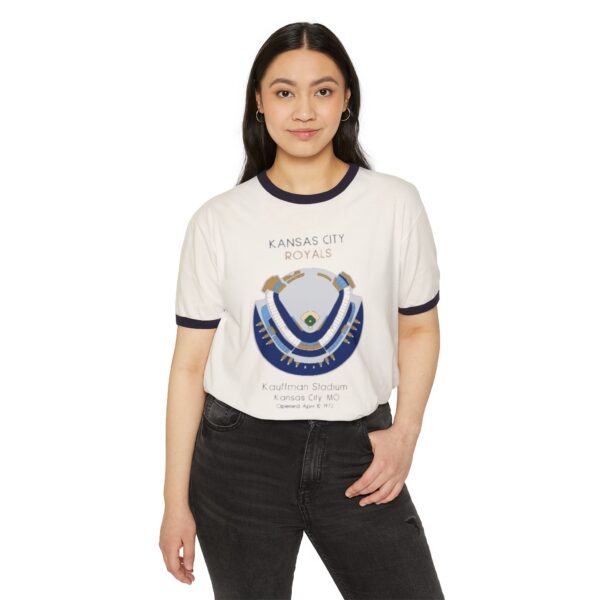 Kansas City Royals Kaufman Stadium Unisex Cotton Ringer T-Shirt - Image 3