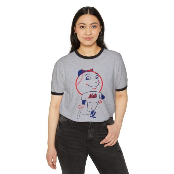 New York Mets Mr. Met Unisex Cotton Ringer T-Shirt - Image 3