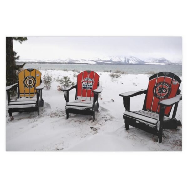 2021 NHL Outdoors at Lake Tahoe Edgewood Tahoe Resort - Philadelphia Flyers vs  Boston Bruins Indoor and Outdoor Silk Posters - Image 2