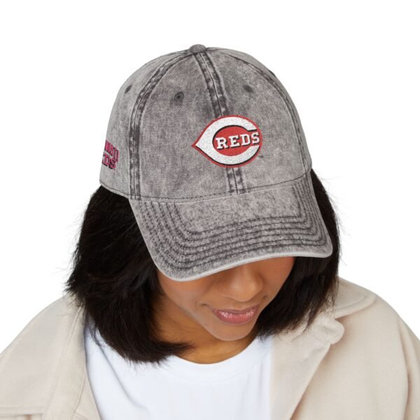 Cincinnati Reds Embroidered Logo on Vintage Cap - Image 4