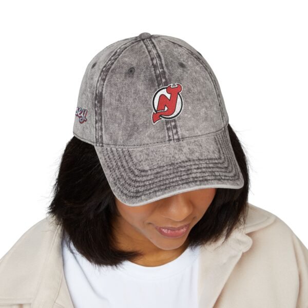 New Jersey Devils Embroidered Logo on Vintage Cap - Image 4