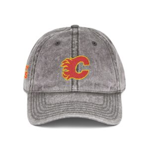 Calgary Flames Embroidered Logo on Vintage Cap