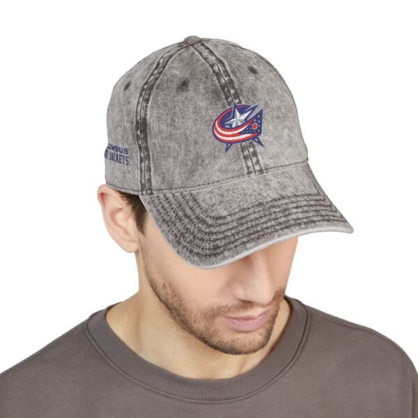 Columbus Blue Jackets Embroidered Logo on Vintage Cap - Image 7