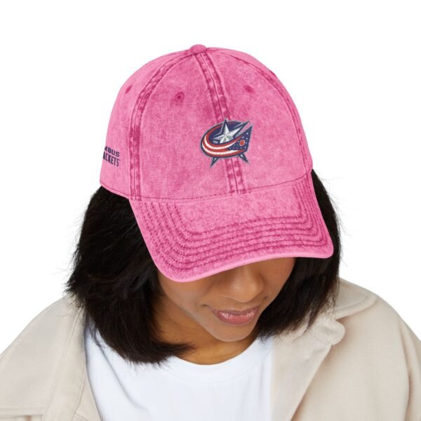 Columbus Blue Jackets Embroidered Logo on Vintage Cap - Image 11