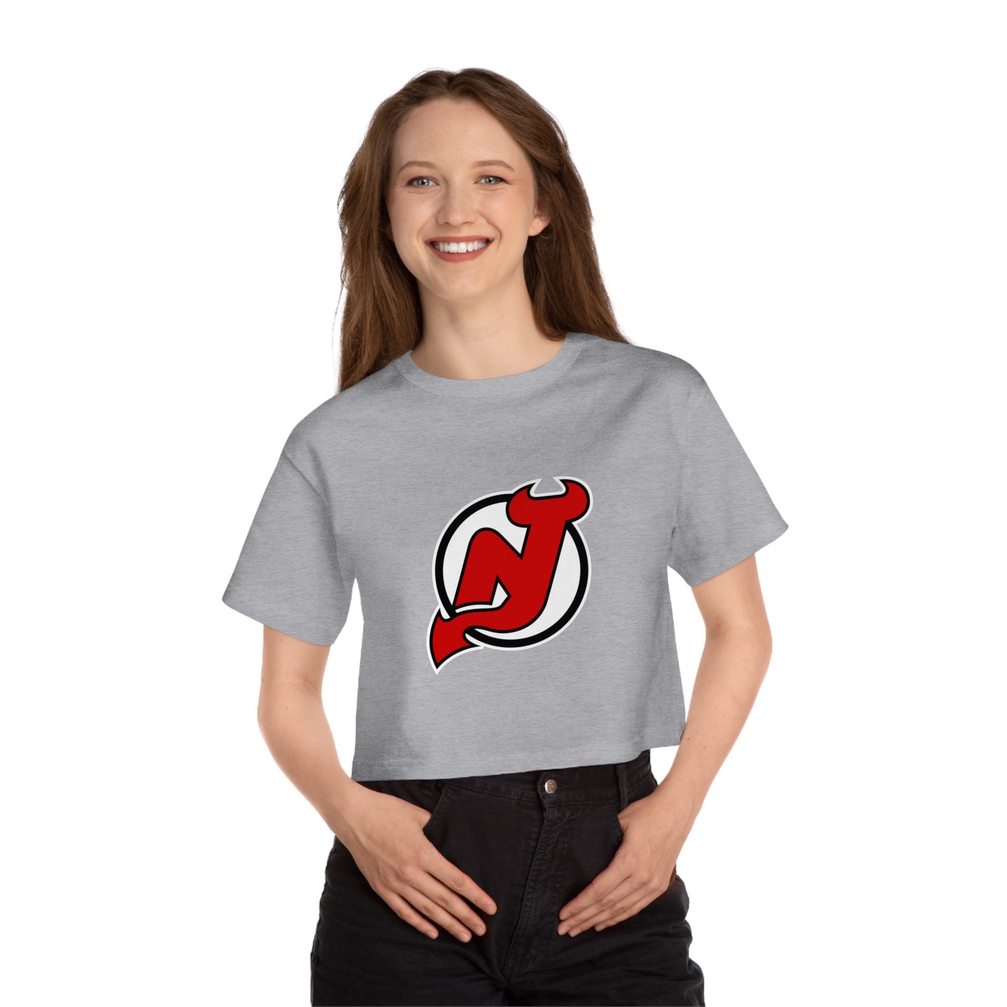 New Jersey Devils Champion Women's Heritage Cropped T-Shirt - Image 12
