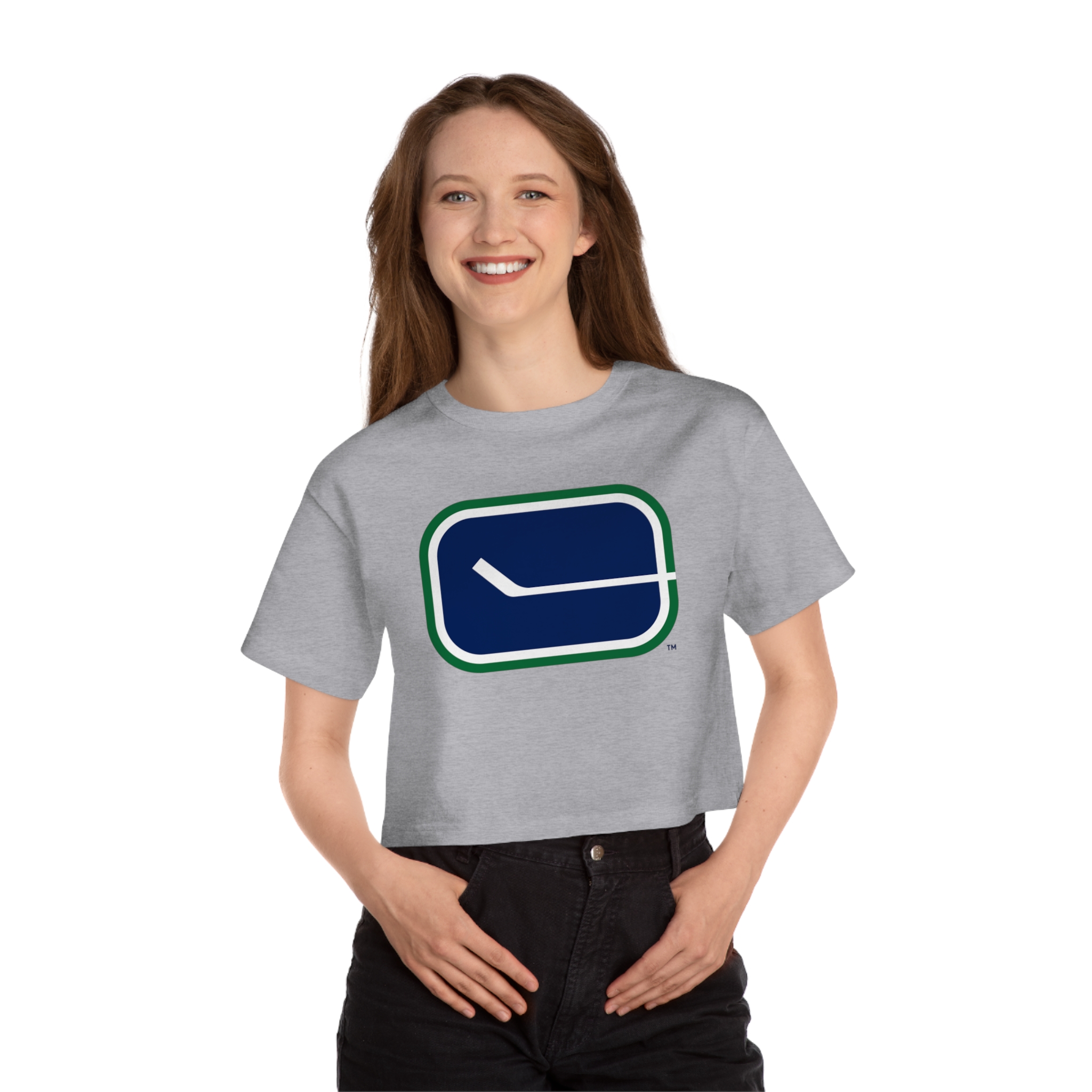 Vancouver Canucks Champion Women's Heritage Cropped T-Shirt - Image 6