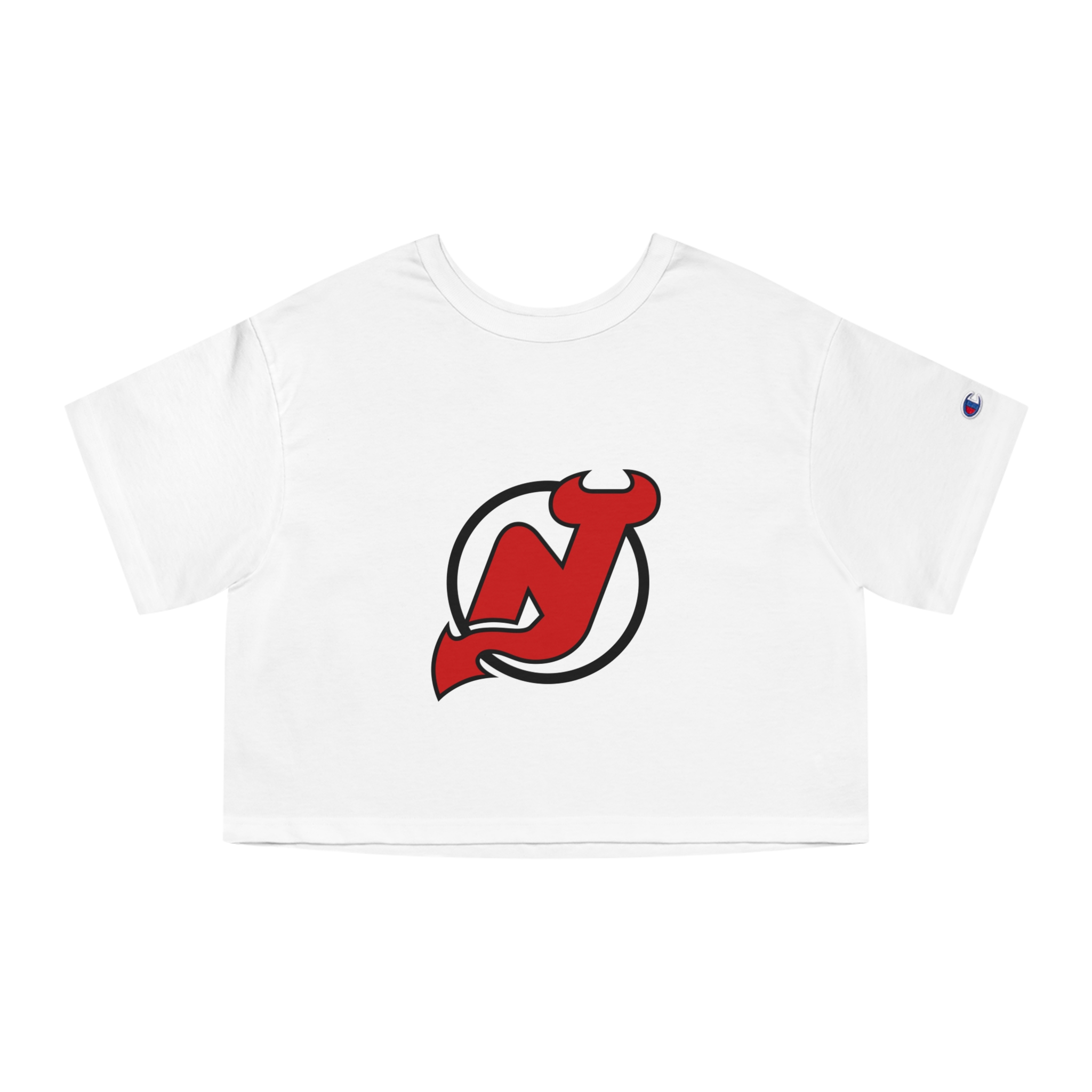 New Jersey Devils Champion Women's Heritage Cropped T-Shirt - Image 7