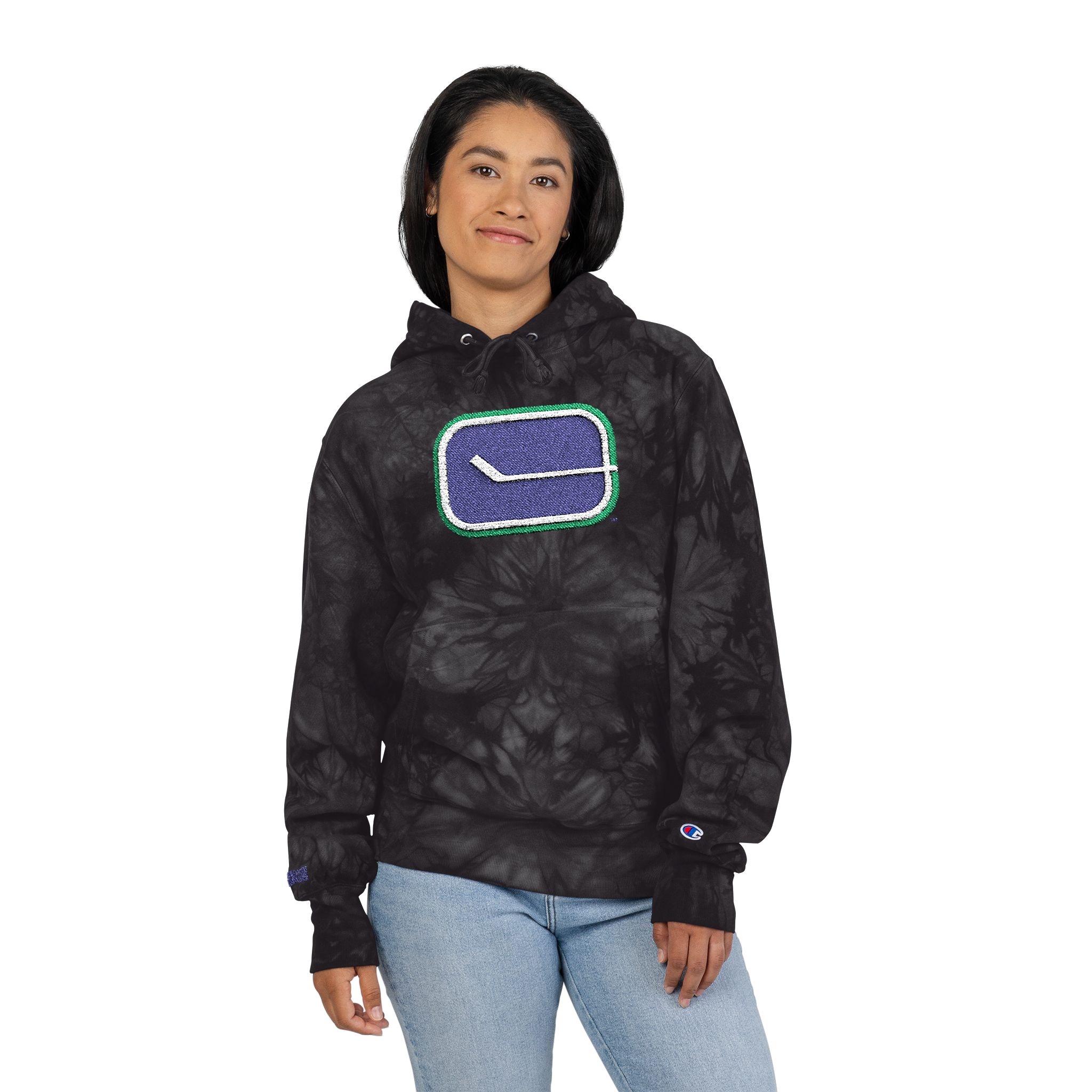 Vancouver Canucks Unisex Champion Tie-Dye Hoodie (Embroidery) - Image 8