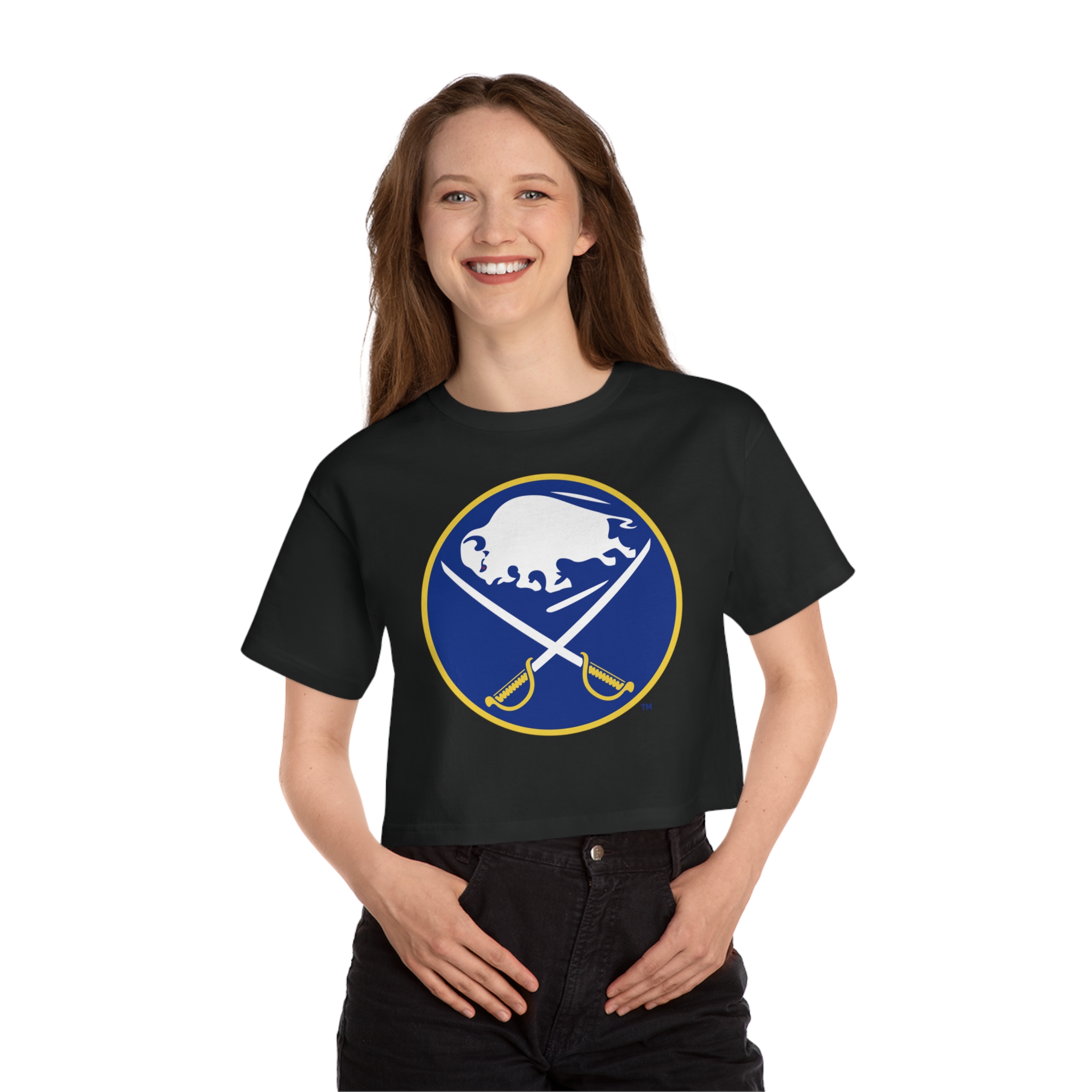 Buffalo Sabres Champion Women's Heritage Cropped T-Shirt - Image 6