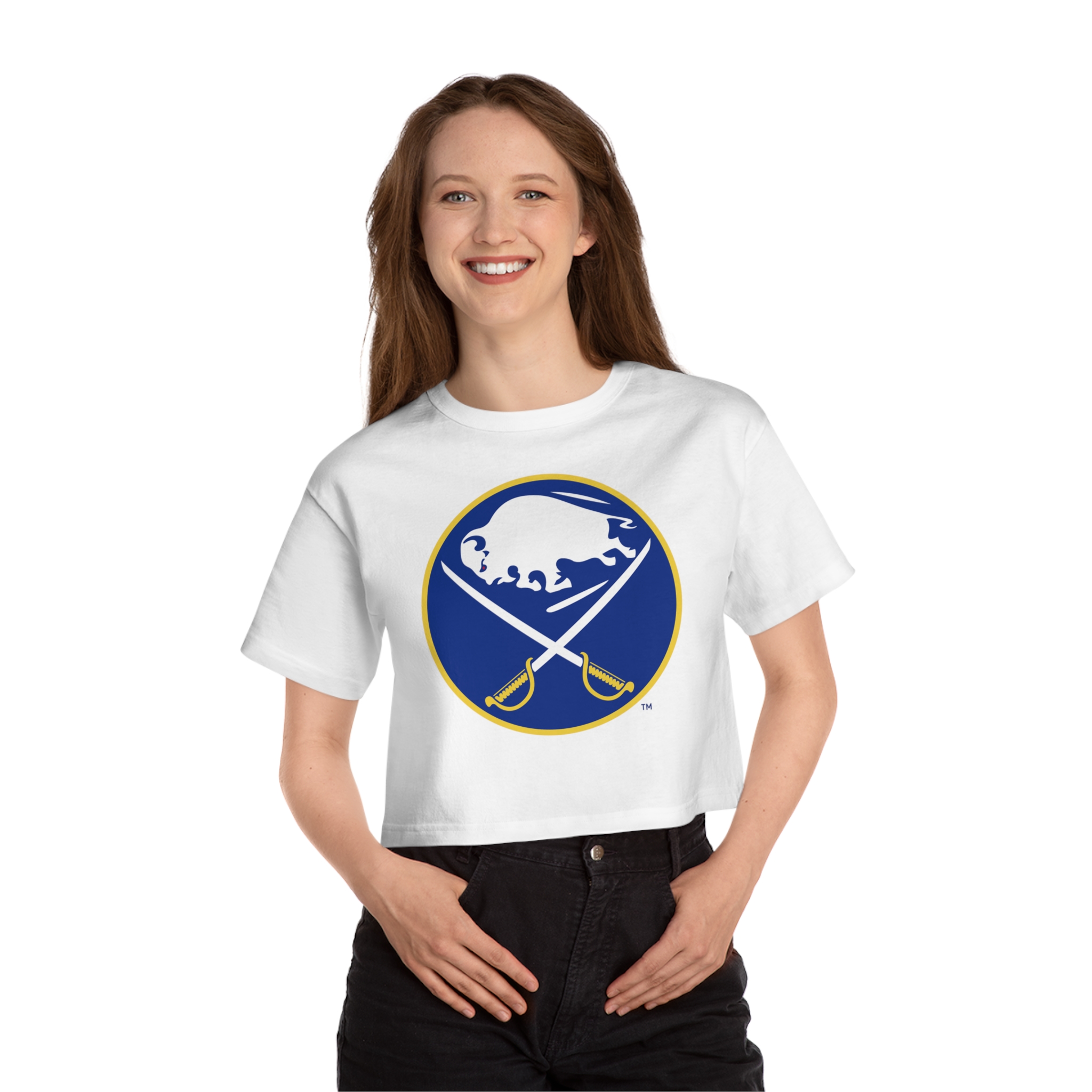 Buffalo Sabres Champion Women's Heritage Cropped T-Shirt - Image 9